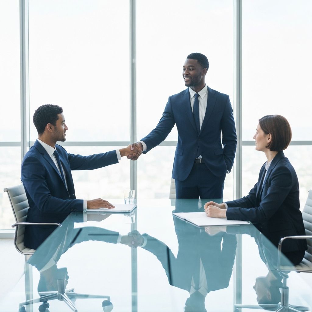 Two professionals completing a verified meeting